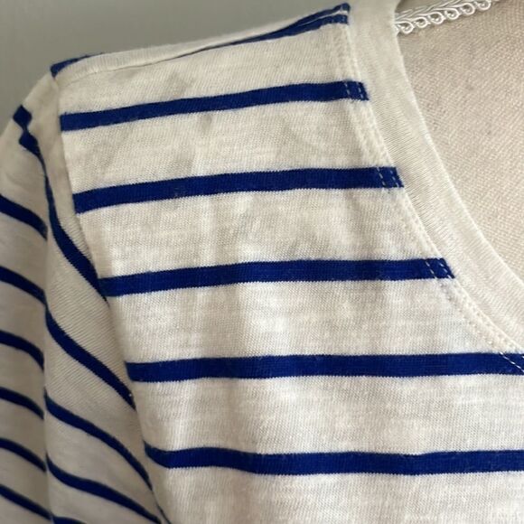 Women JCrew Small White Blue Stripe T-shirt - Picture 4 of 5